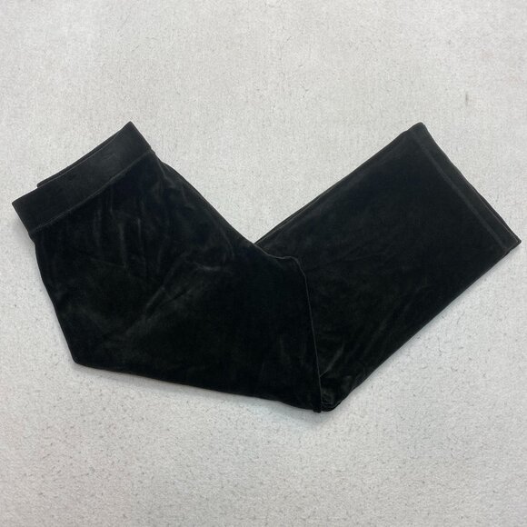 Talbots Velour Pants Womens 1XP Black Wide Leg Pull On - Picture 1 of 8